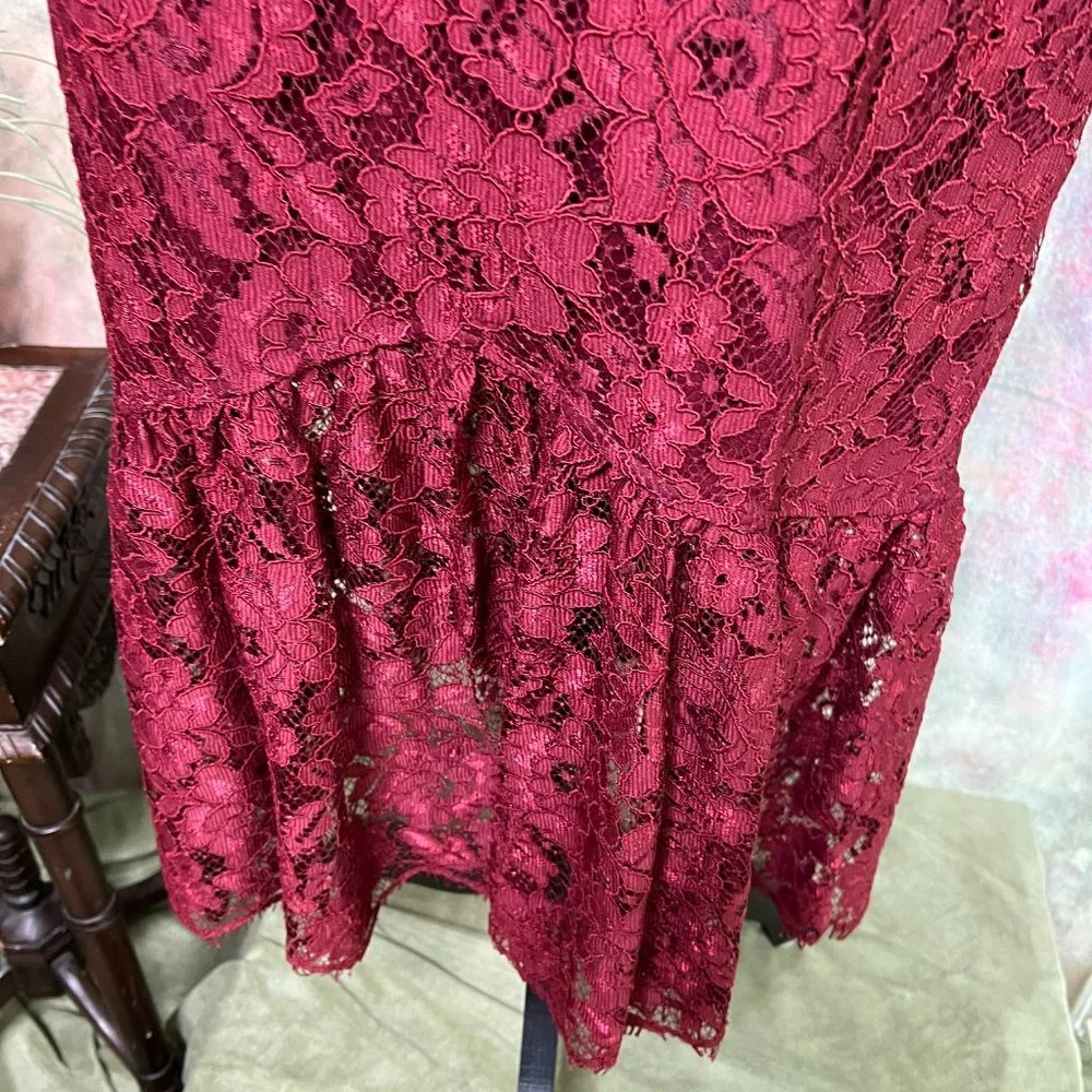 NWT 📌Lulus Stay Stunning "Wow the Crowd" Burgundy Lace Strapless Dress! - Picture 4 of 16